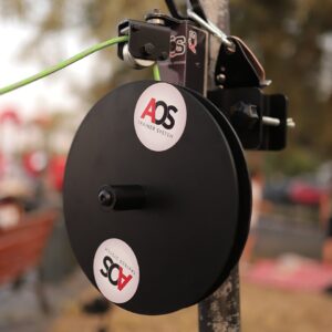 AOS D Pulley Taşınabilir Flywheel Makara Sistemi 5 Ağaç gövdesine takılı AOS D Pulley flywheel makara